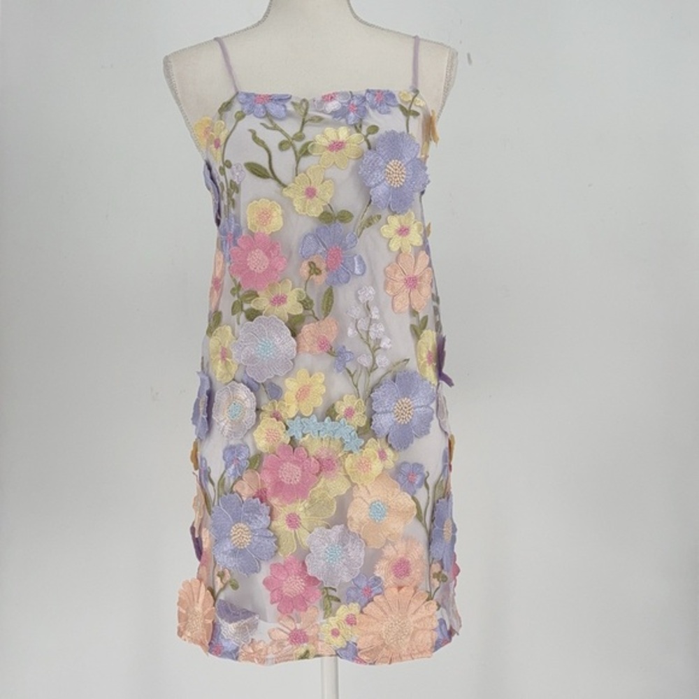 NWT Storia Multi Floral Collaged Mini Dress Size M